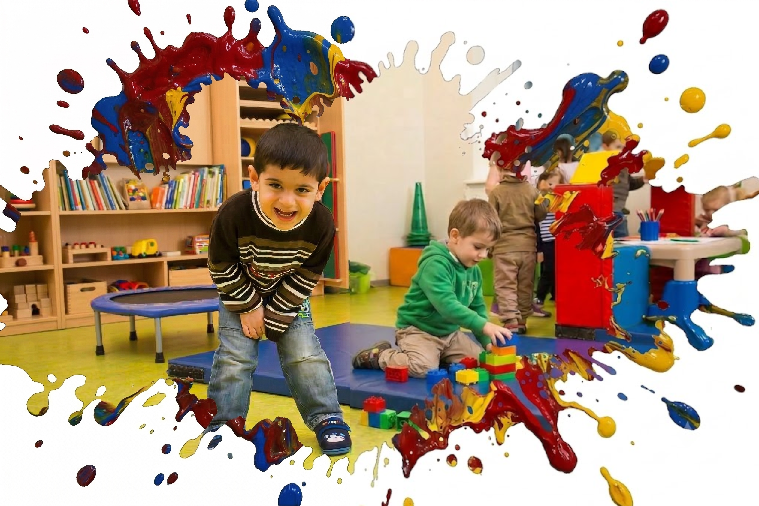 Titelbild: Kinder spielen mit Erziehern