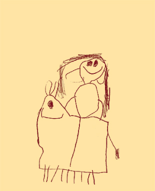 Kinderzeichnung: Mensch auf einem Kamel